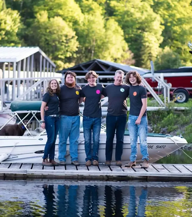 The Slack-Macpherson family at Mountain Trout House Marina